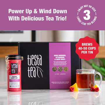 Tiesta Tea - Tea Tin Gift Box | Loose Leaf | High To Non Caffeinated Variety Pack | Make Hot & Iced | 3 Tins Of Assorted Blends