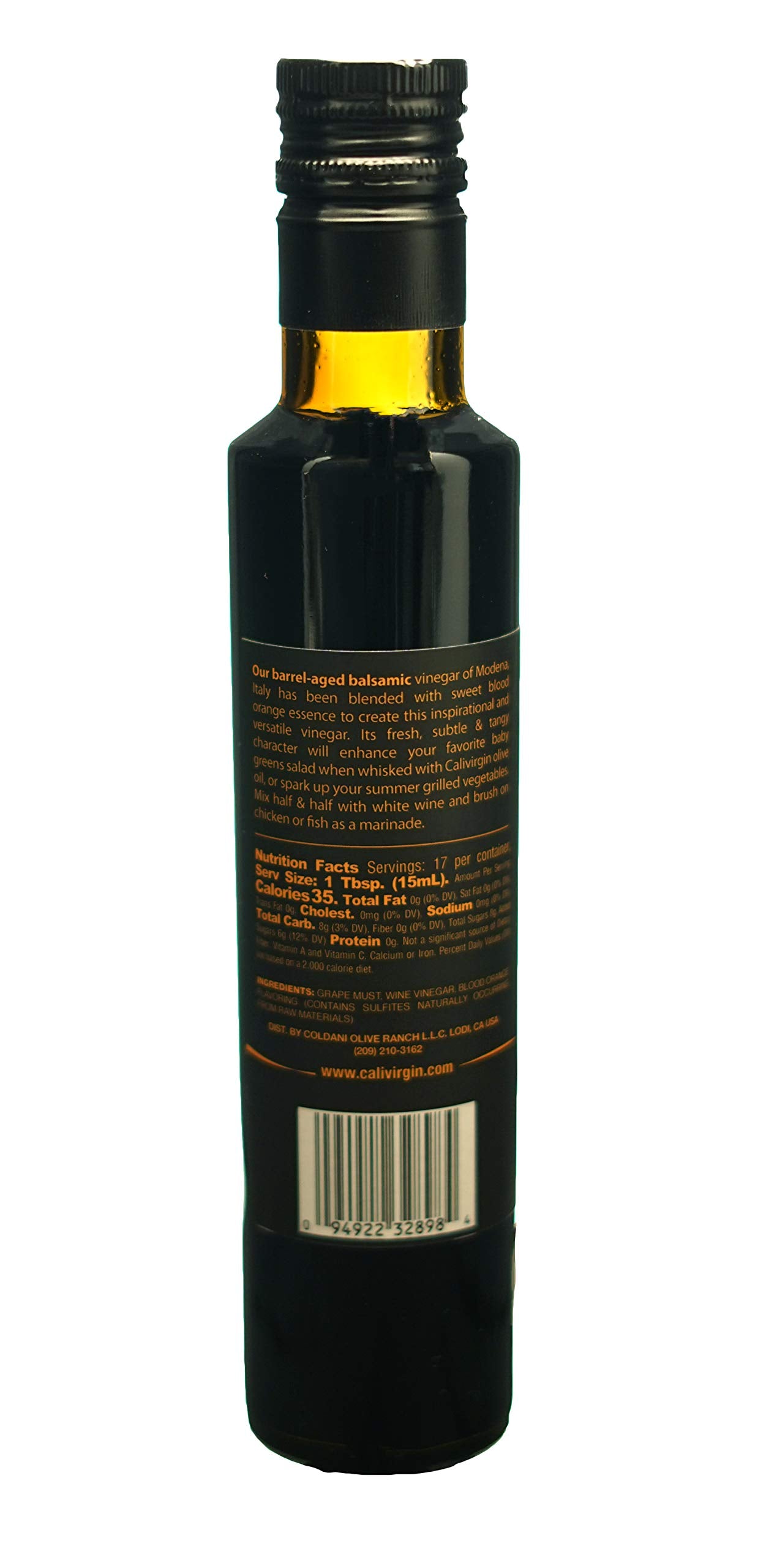 Calivirgin Balsamic Vinegar - Blood Orange Flavored Traditional Balsamic Vinegar - Thick, Velvety, Authentic Italian Balsamic Vi