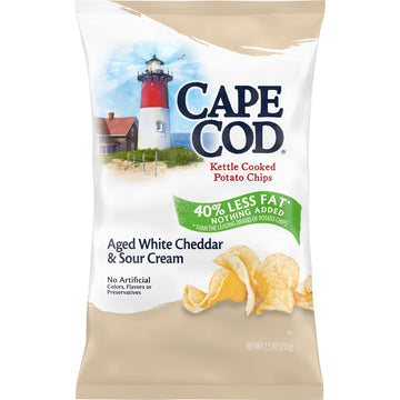 Cape Cod Potato Chips, Less Fat White Cheddar And Sour Cream Kettle Cooked Chips, 7.5 Oz