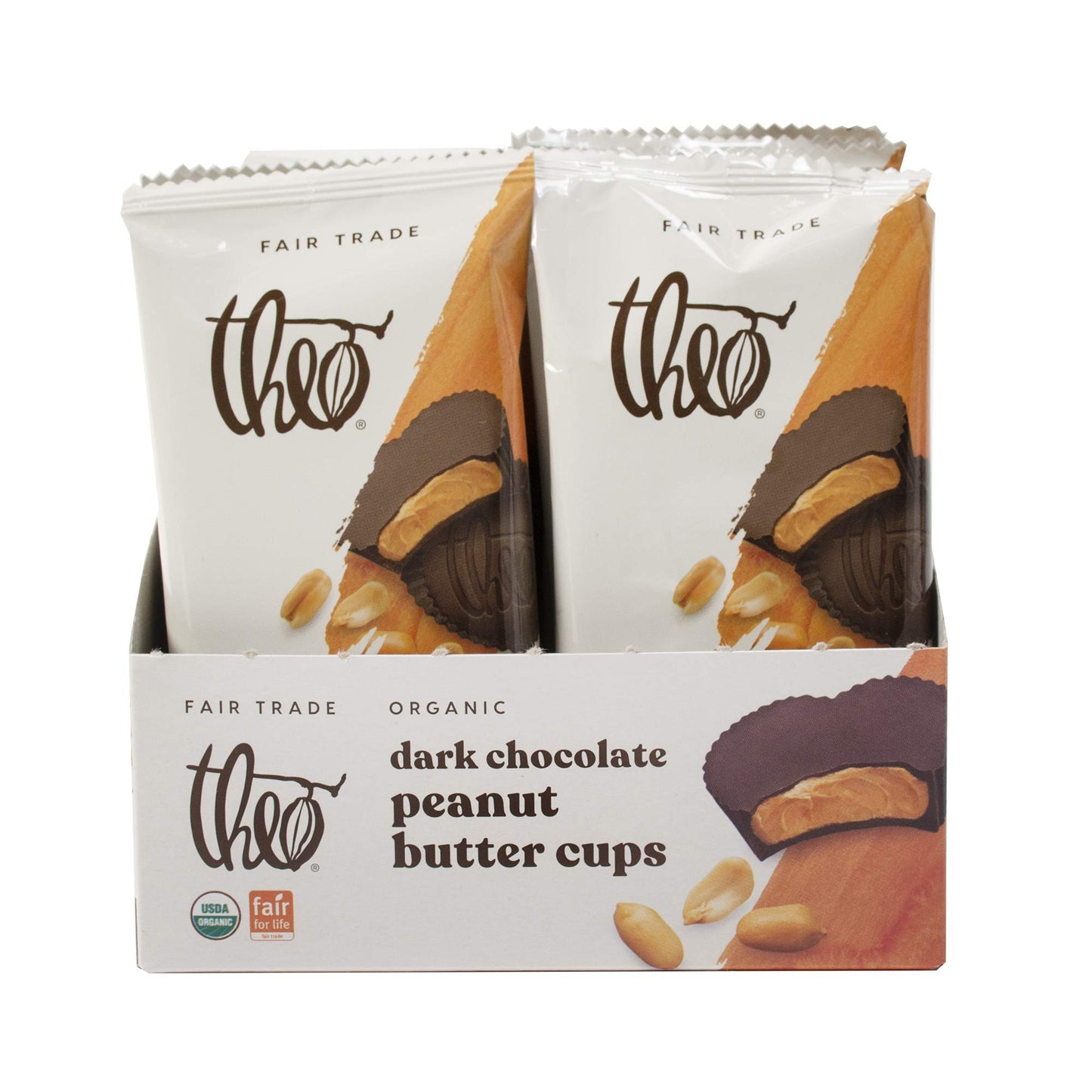 Theo Chocolate Organic Dark Chocolate Peanut Butter Cups,12 Pack