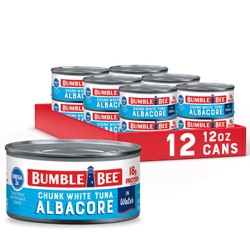 Bumble Bee Chunk White Albacore Tuna In Water, 12 Oz Can (Pack Of 12) - Wild Caught Tuna - 18G Protein Per Serving, High In Omega-3S - Non-Gmo Project Verified, Gluten Free, Kosher
