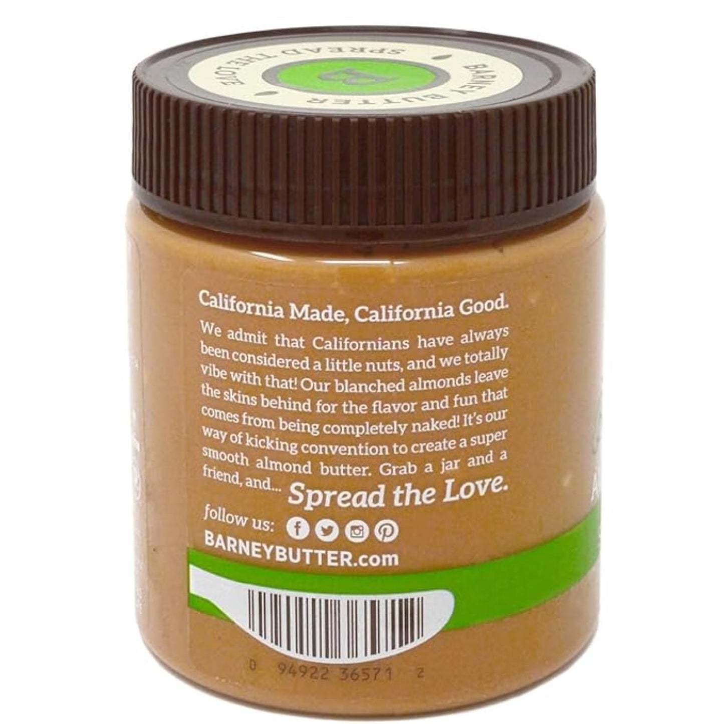 BARNEY Almond Butter, Bare Crunchy, No Sugar No Salt, Paleo, KETO, Non-GMO, Skin-Free, 10 Ounce