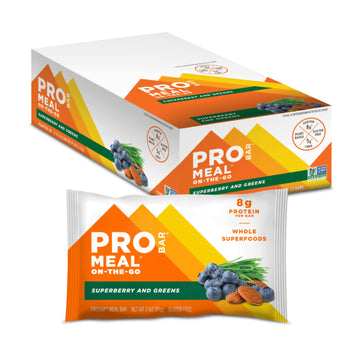 PROBAR - MEAL Bar, Superberry & Greens, Non-GMO, Gluten-Free, Healthy, Plant-Based, Whole-Food Ingredients, Natural Energy (12 C