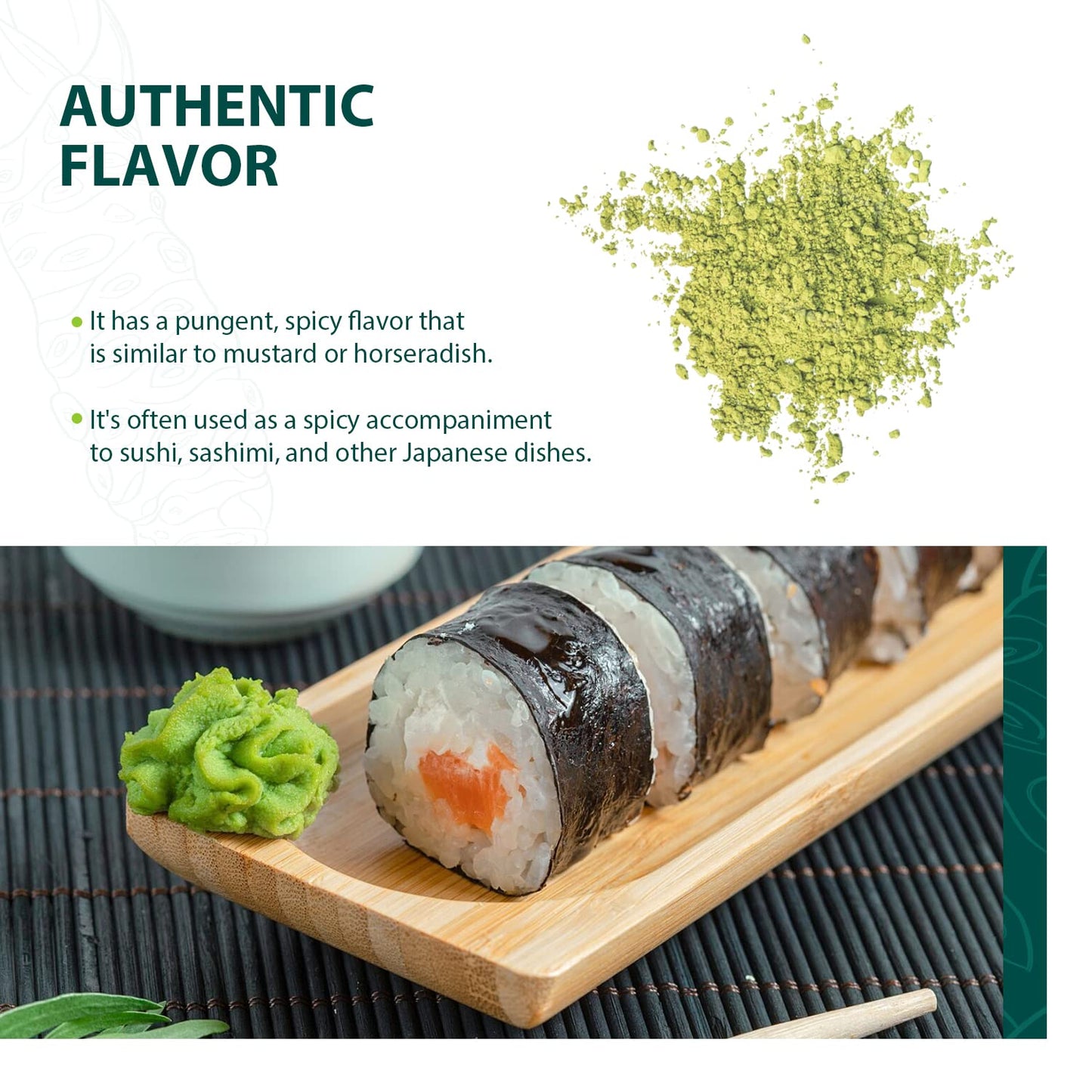 Soeos Wasabi Powder, 1.25 Oz With Real Wasabi For Sushi, Sushi Powdered, Wasabi