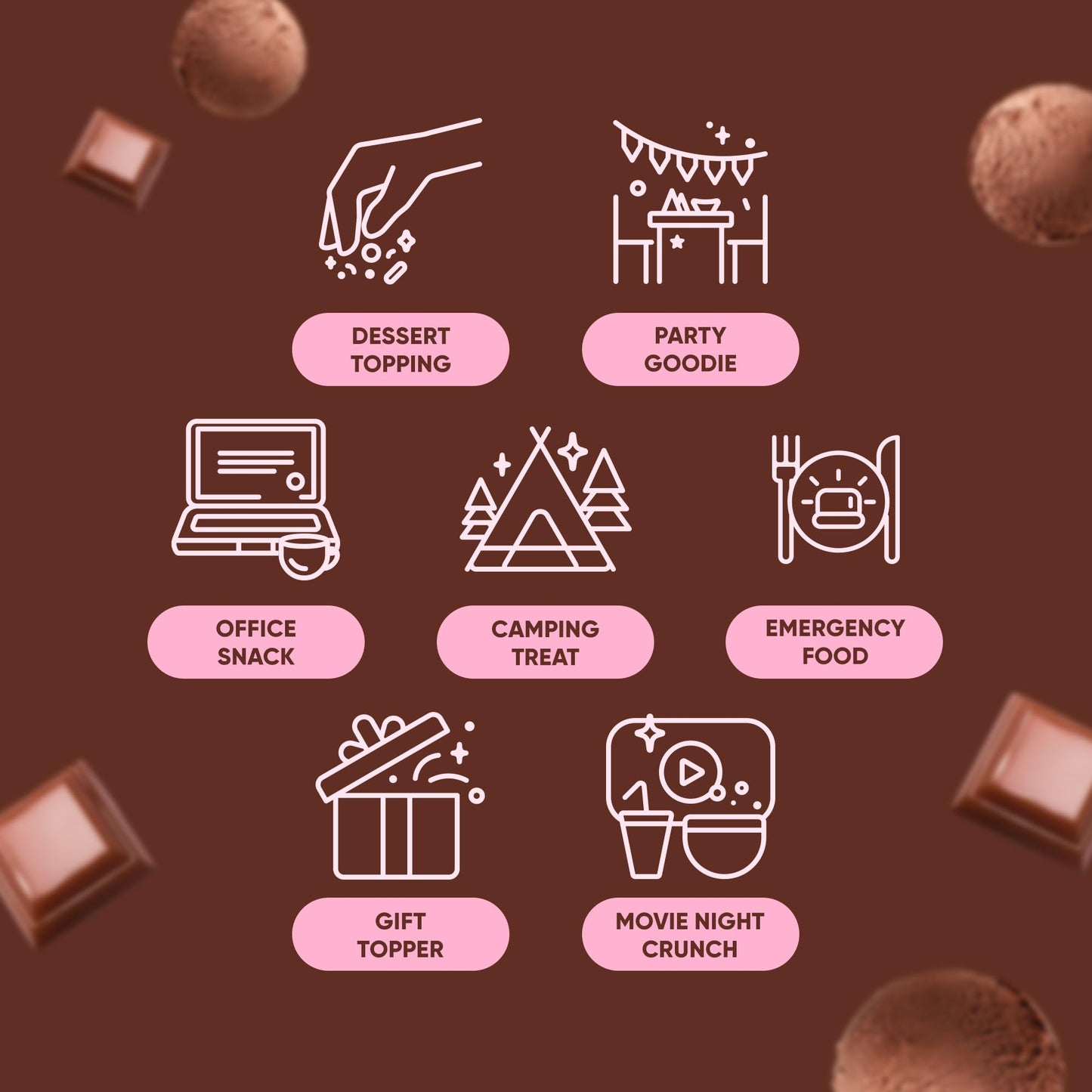 Star Candies Freeze Dried Chocolate Ice Cream Chocolate | No Melting Freeze Dried Candy | Crunchy & Delicious Camping Food | Pre