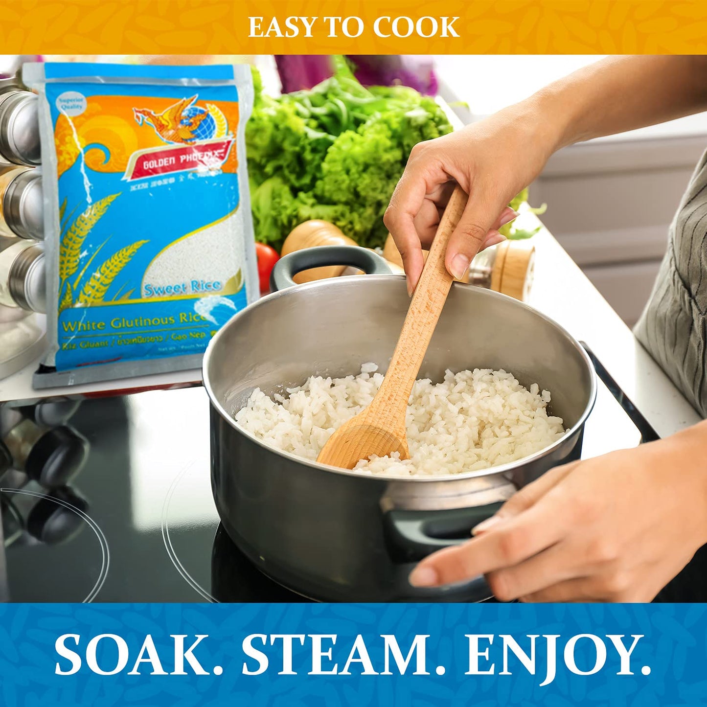 Golden Phoenix Thai Sweet Rice - Premium Sticky Rice For Desserts Or Rice Cakes, Great For Gluten-Free Diets, 5 Pounds (Pack Of