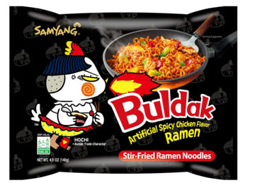 Samyang Spicy Chicken Ramen Roasted Noodles, Buldak Artificial Spicy Chicken Flavor 4.94 Oz (5 Packs) Black
