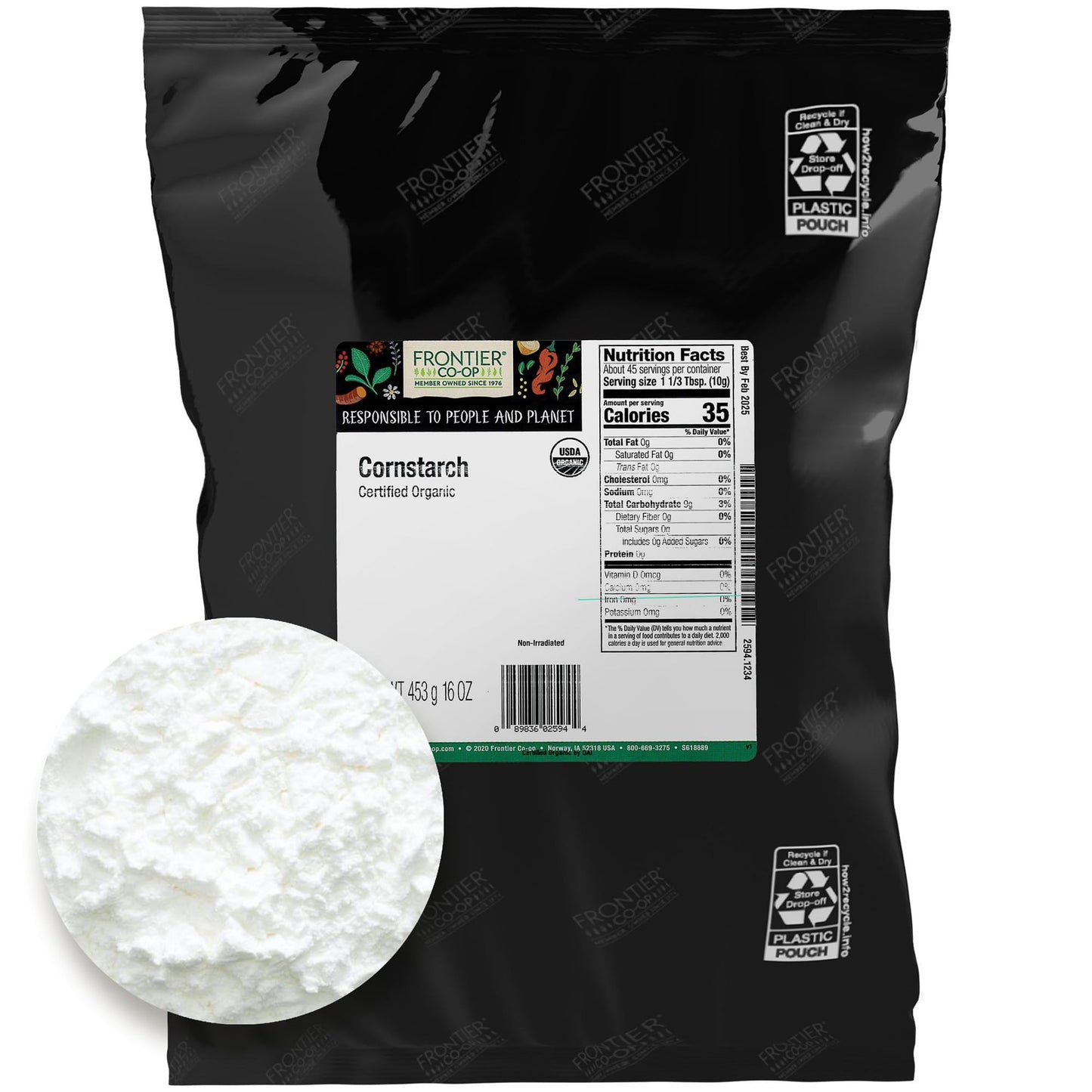 Frontier Herb Organic Cornstarch, 1 lb