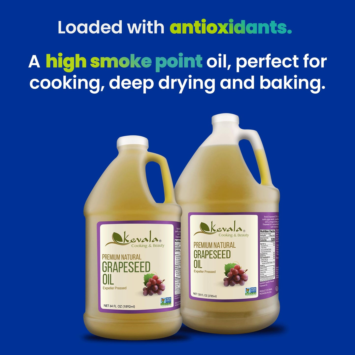 Kevala Grapeseed Oil - Vitamin E Oil - Body Oil - Massage Oil - Grape Seed Extract - Grapeseed Oil Cooking - Gluten Free - Hexan