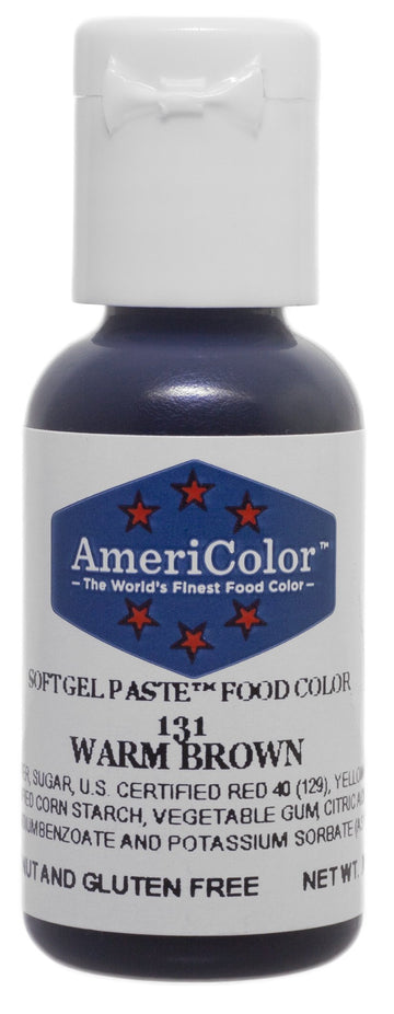 Americolor, Warm Brown, 0.75 Ounce Bottle, Soft Gel Paste Food Color
