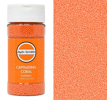 Mystic Sprinkles Solid Color Nonpareils 3.8Oz Bottle (Captivating Coral)