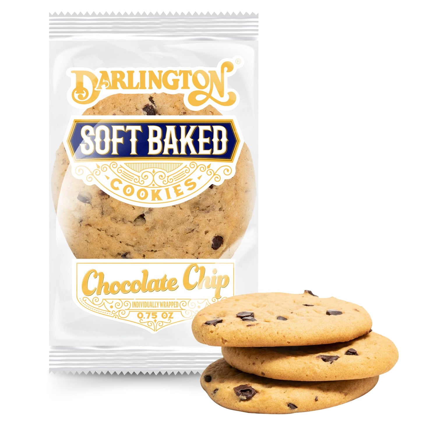 Soft Chocolate Chip Cookies - Bulk Pack of 216, 0.75 oz Each, Individually Wrapped, Chewy & Nut-Free Soft Baked Cookies, Long Sh