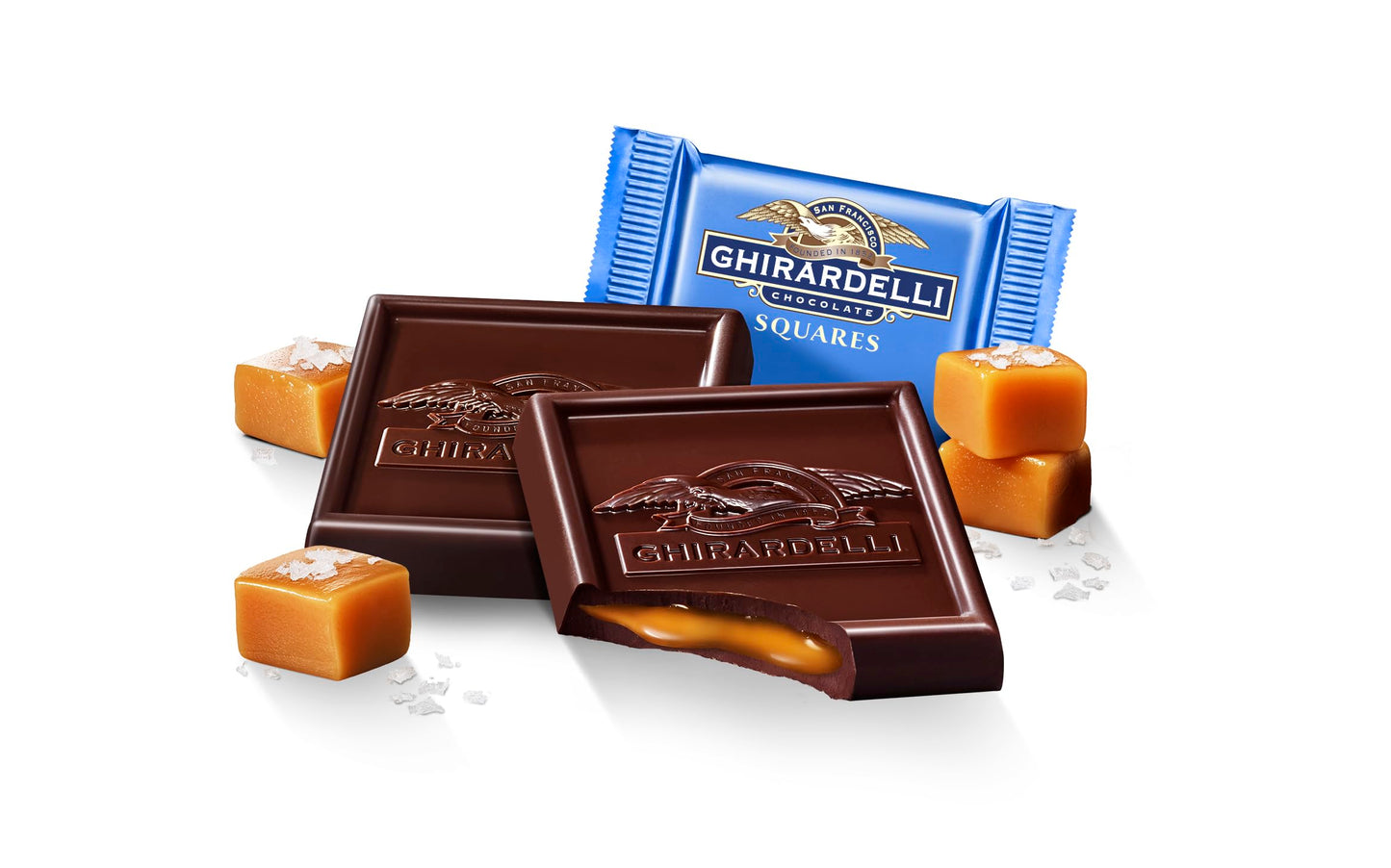 Ghirardelli Dark Chocolate Sea Salt Caramel Squares Case Pack (430 Ct) Top-Grade Dark Chocolate With Luscious Caramel And Sea Salt