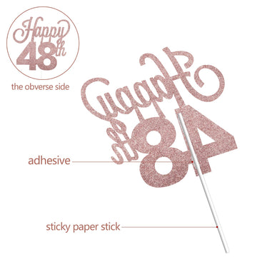 Lingteer Happy 48Th Birthday Cake Topper - Cheers To 48Th Birthday 48 Years Old Birthday Party Cake Decorations Sign.