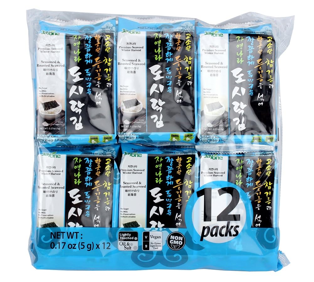 Jayone Roasted And Lightly Salted Seaweed, 0.17 Ounce (Pack Of 12)
