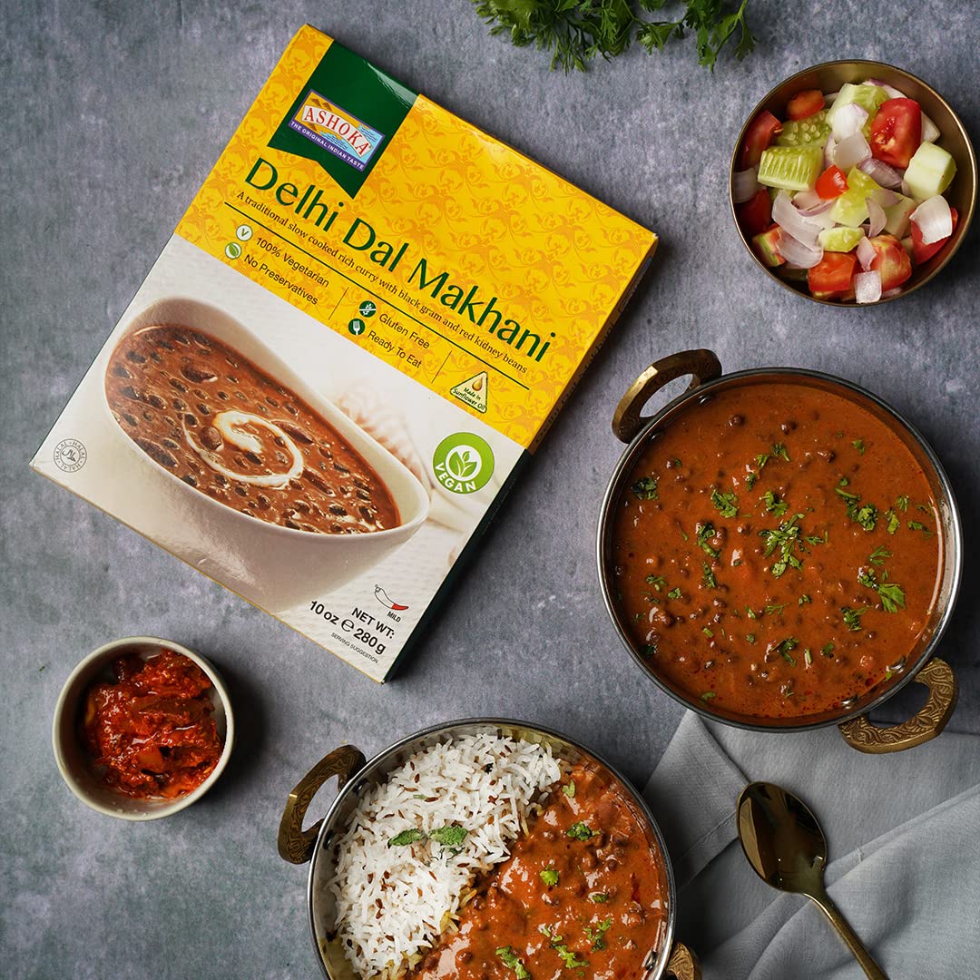 Ashoka Gluten-Free Meals, Microwave Ready Vegan Black Gram & Kidney Beans, Heat & Serve Meals, All-Natural Delhi Dal Makhani, Ko