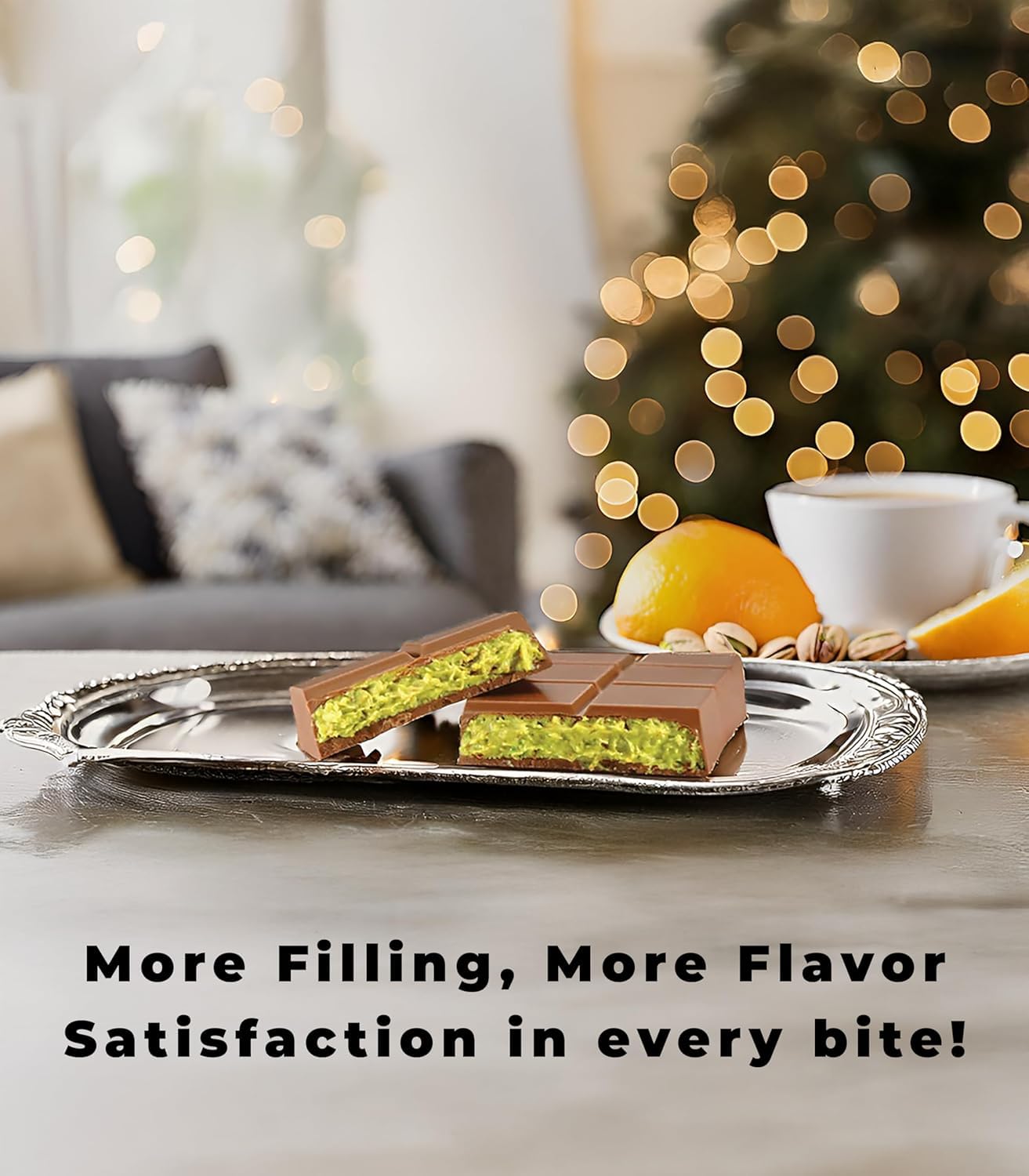 UniqBite Dubai Chocolate Bar Pistachio 3.17 oz (90gr) Crunchy Loaded Knafeh Chocolate Bar with Pistachio Cream and Kataifi