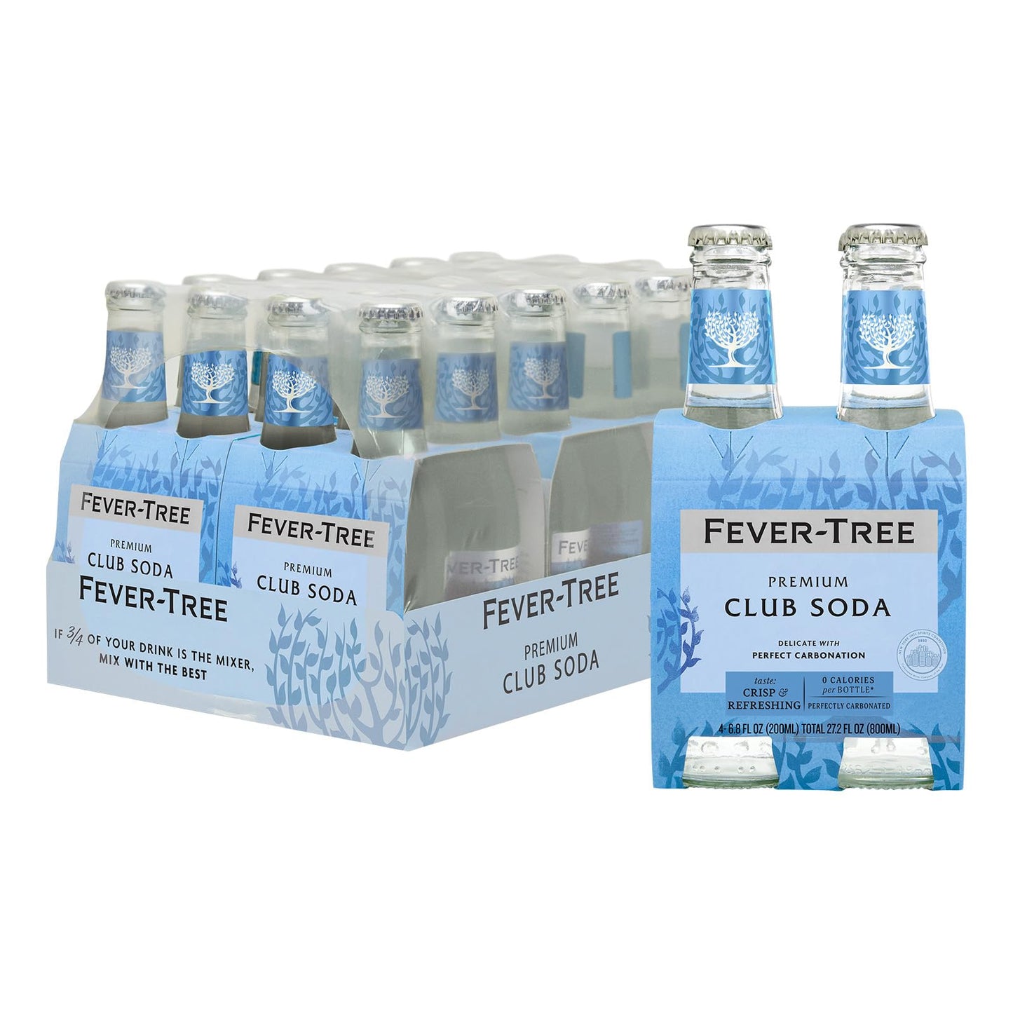 Fever Tree Club Soda - Premium Quality Mixer - Refreshing Beverage For Cocktails & Mocktails. Naturally Sourced Ingredients, No Artificial Sweeteners Or Colors - 200 Ml Bottles - Pack Of 24