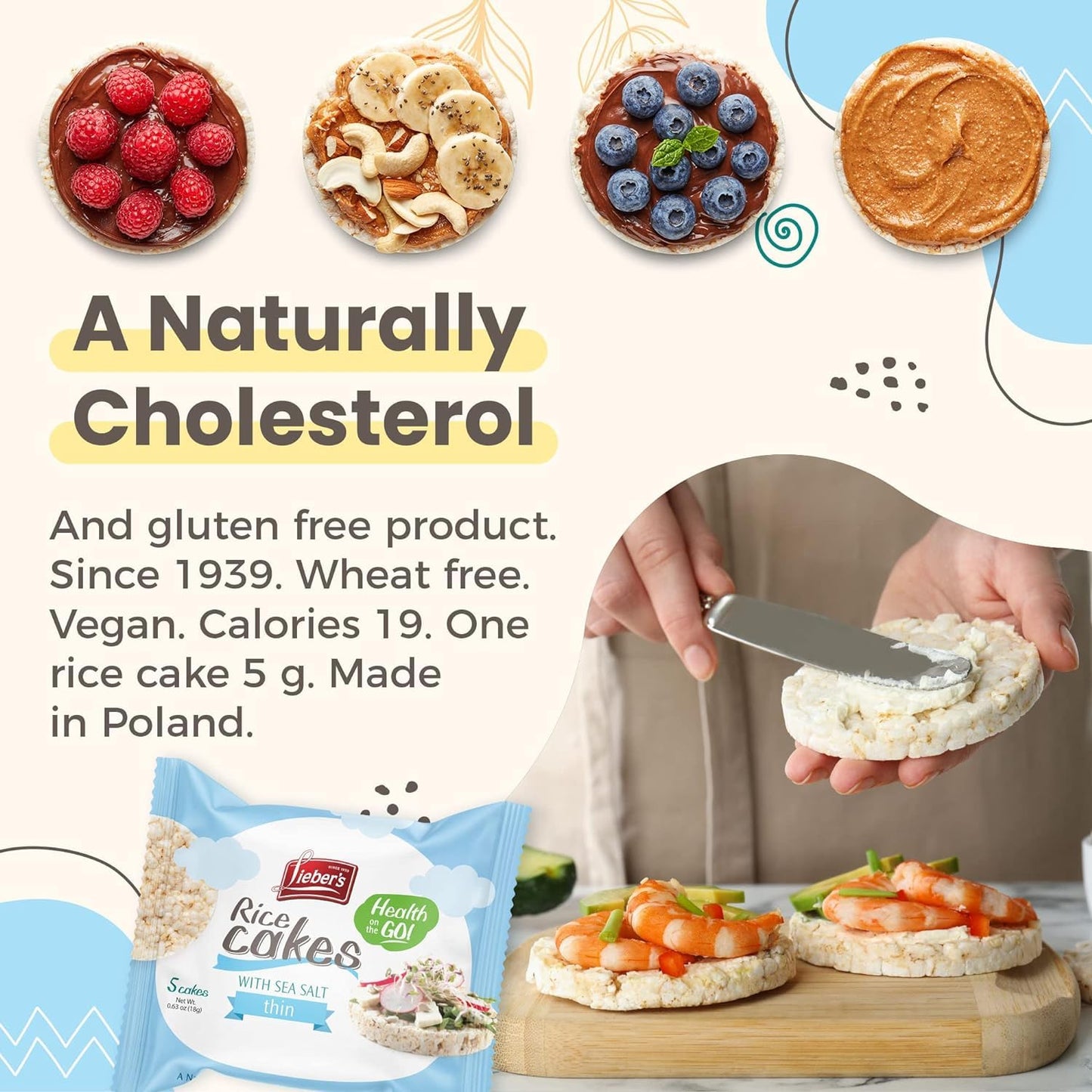 Leibers Rice Cakes On The Go Snack Pack - 16 Packs - Made With Brown Rice, Sea Salt, 5 Thin Cakes Per Pack - Kosher, Vegan, Whea