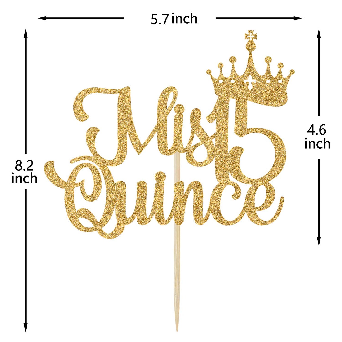 Mis Quince 15 Cake Topper, Hello 15, Cheers To 15 Years, 15Th Birthday/Anniversary Party Decorations Gold Glitter.