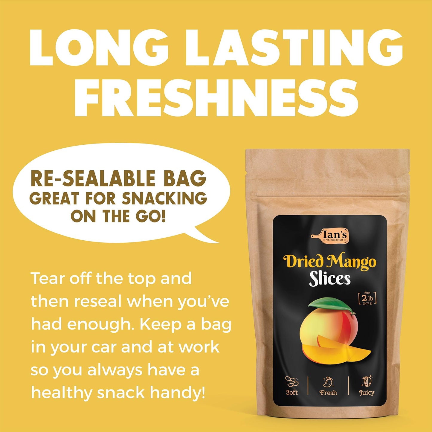 Ian'S Premium Dried Mango Slices (2Lbs) - Dry Mango Chunks - Healthy Dried Fruit Snacks For Adults & Kids - Dehydrated Mangoes B