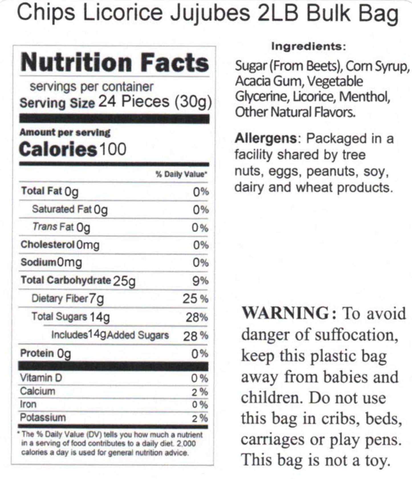 Chips Licorice Jujubes 2Lb Bulk Bag