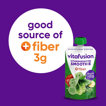 vitafusion Vitamin-Boosted Smoothie +Fiber with Energy Metabolism and Immunue Support, Apple Spinach Banana Flavor Excellent Sou