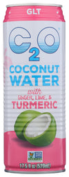 C2O Pure Coconut Water with Ginger, Lime & Turmeric, Non-GMO, 17.5 FL OZ (Pack of 12)