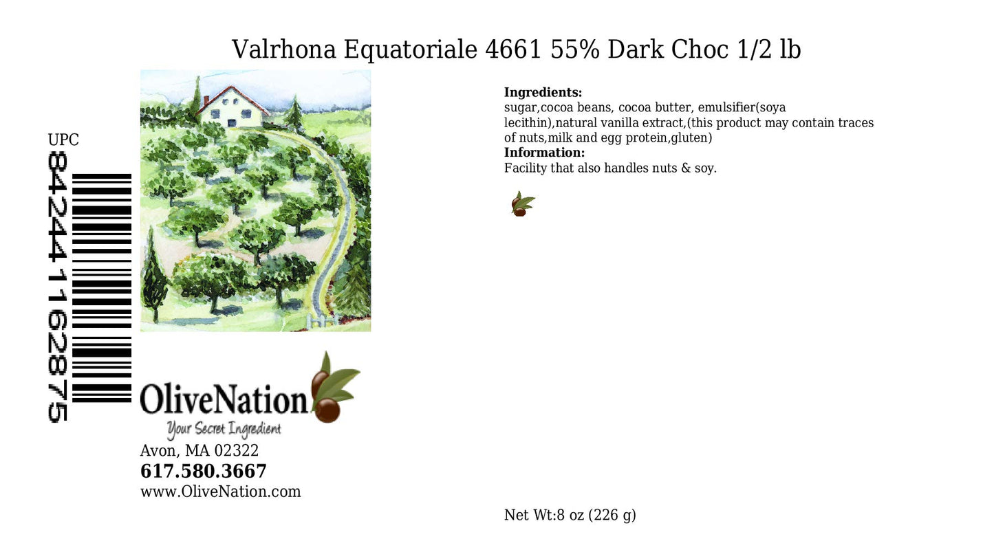 Valrhona Equatoriale 4661 55% Dark Semi Sweet Chocolate Callets from OliveNation for Baking & Enrobing - 1/2 lb