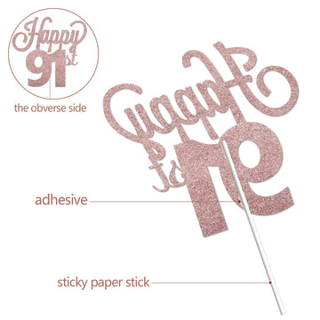 Lingteer Happy 91St Birthday Cake Topper - Cheers To 91St Birthday 91 Years Old Birthday Party Cake Decorations Sign.