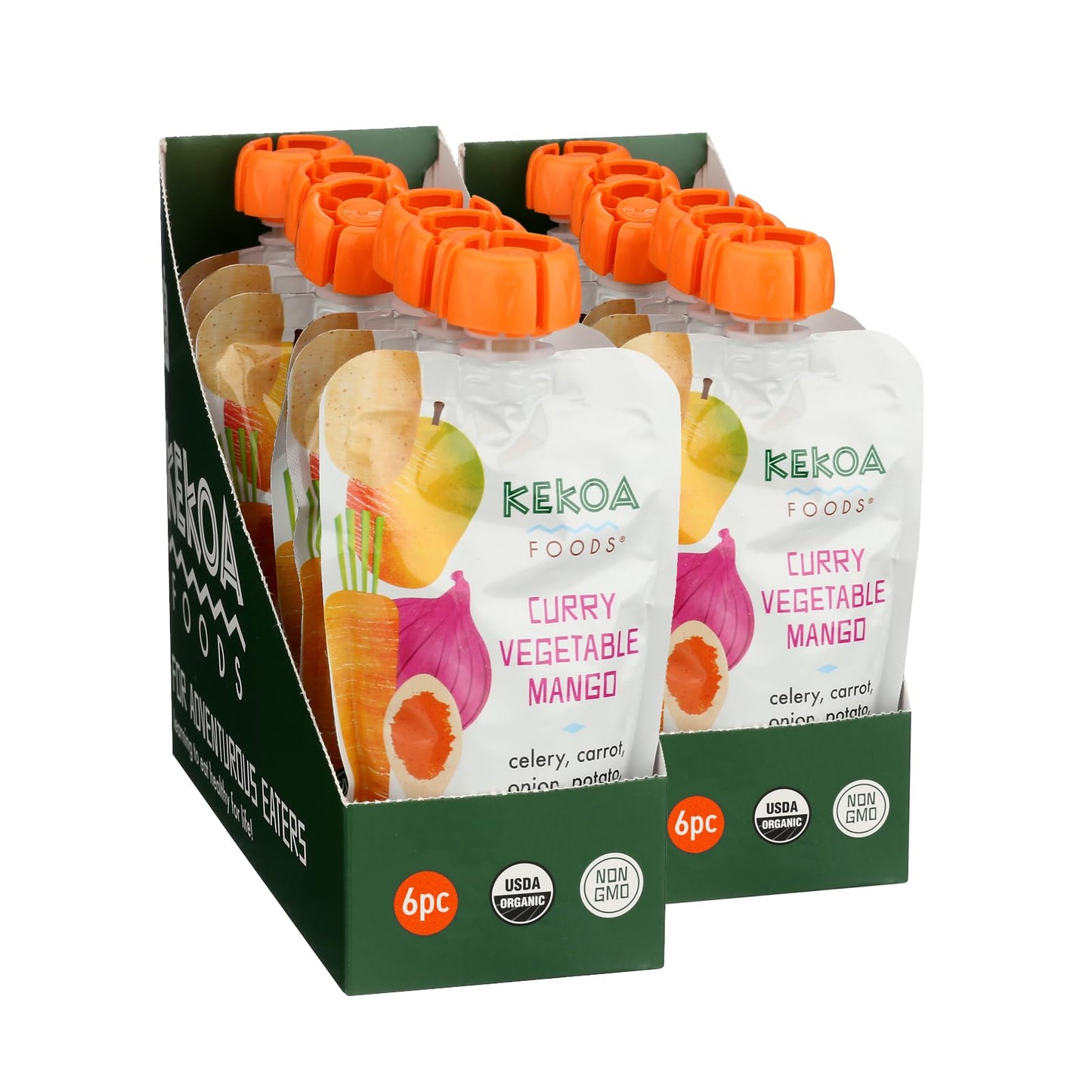 Kekoa Foods Curry Vegetable Mango Baby Food Pur e | 100% USDA Certified-Organic, No Sugar Added | Organic, Non-GMO, Gluten-Free