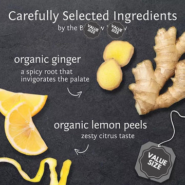Bigelowwss Organic Lemon Ginger Herbal Tea 60 Ct. W/A Storage Bag