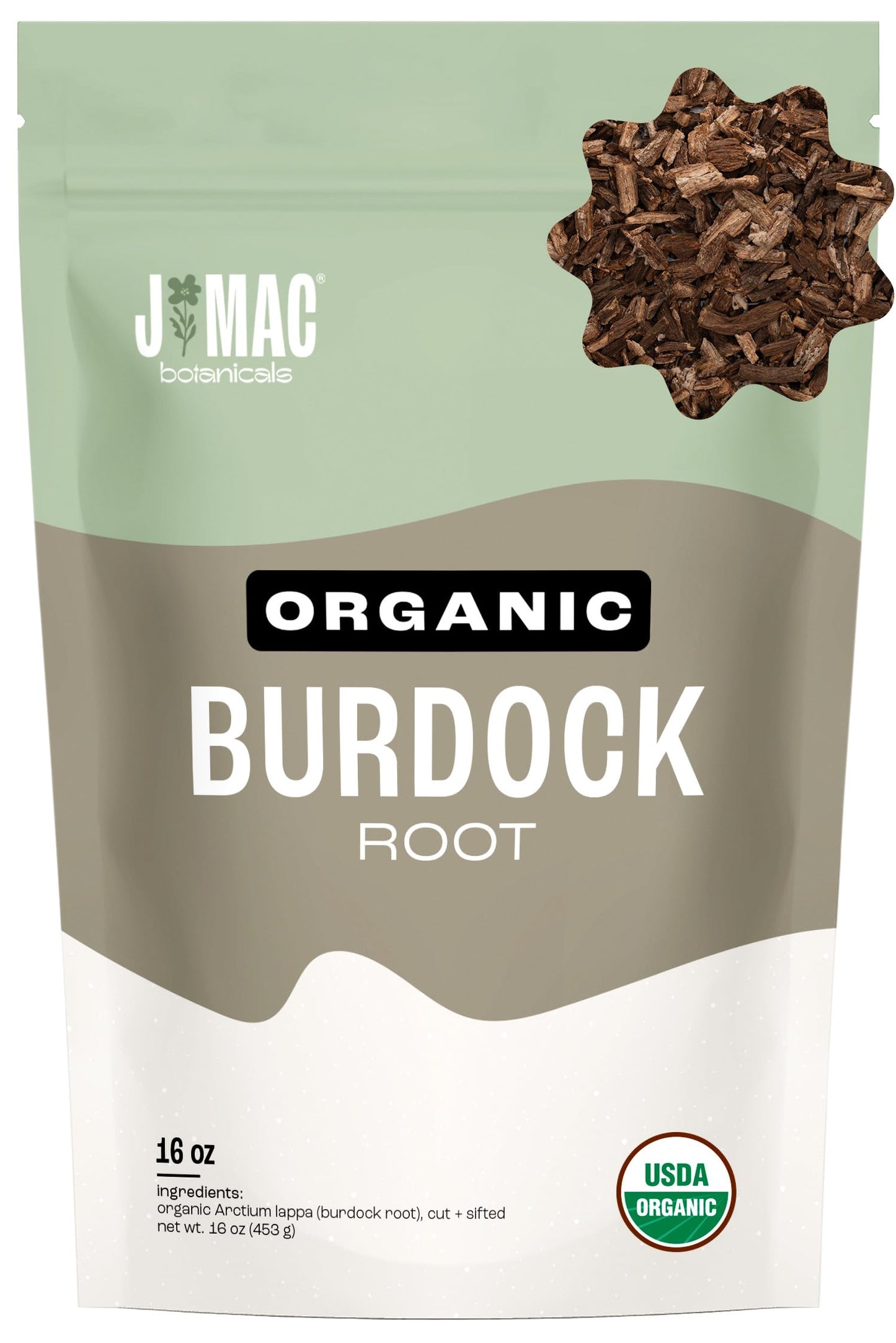J Mac Botanicals Organic Burdock Root Tea (16 Oz) Certified Usda Organic Burdock Root Herb Fresh Dried Herb From Eastern Europe