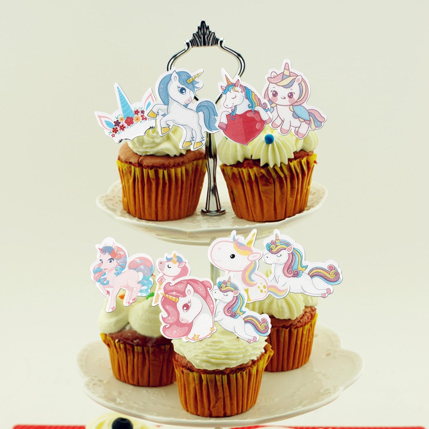Rssta i Edible Horse Cupcake Toppers 80 Pack Rainbow Cake Decorations Design 5 Paper for Baby Shower Birthday Party
