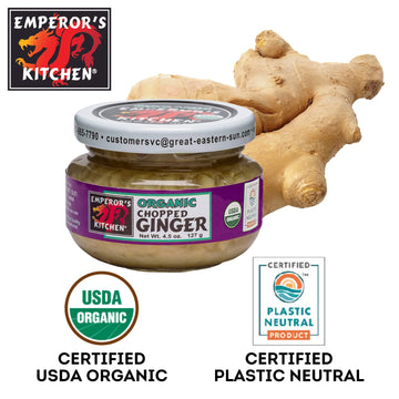 Emperor'S Kitchen Organic Chopped Ginger 4.5 Oz Glass Jar (Pack Of 4)
