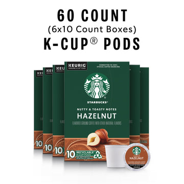 Starbucks K-Cup Coffee Pods, Hazelnut Flavored Coffee, Naturally Flavored, 100% Arabica, 6 Boxes (60 Pods Total)