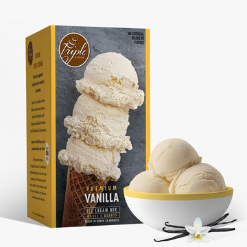 Triple Scoop Premium Vanilla Ice Cream Starter Mix, 2 Pack, Makes 4 Quarts, Easy to Use, Made in USA