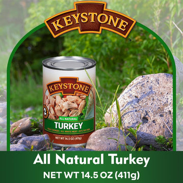 Keystone Meats All Natural Canned Turkey 14.5 Ounce Long Term Shelf Life Emergency Survival Food Canned Meat | Fully Cooked Ready To Eat | All White Meat No Carbs Gluten Free Family Pack Of 6