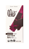 Theo Chocolate Pure Organic Dark Chocolate Bar 85% Cacao, 6 Pack | Vegan, Fair Trade