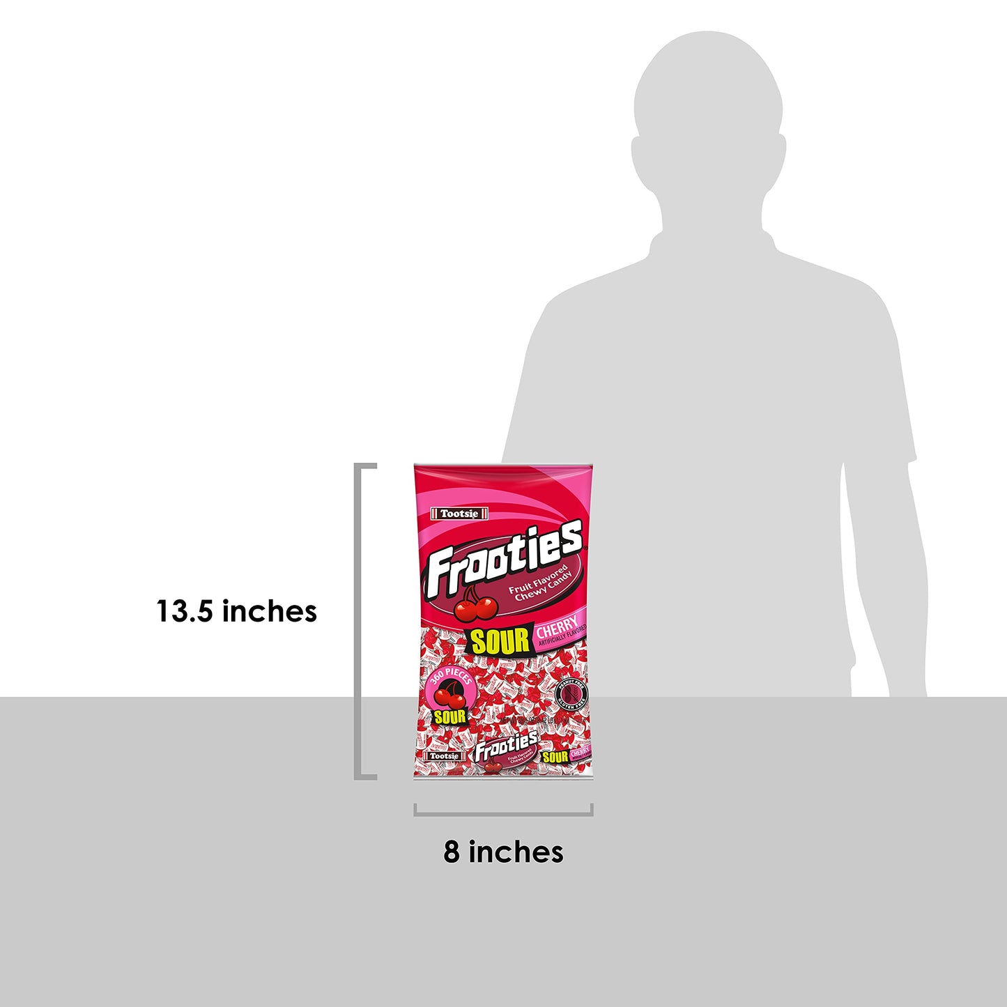 Sour Cherry Frooties - Tootsie Roll Chewy Candy - 360 Piece Count, 38.8 Oz Bag
