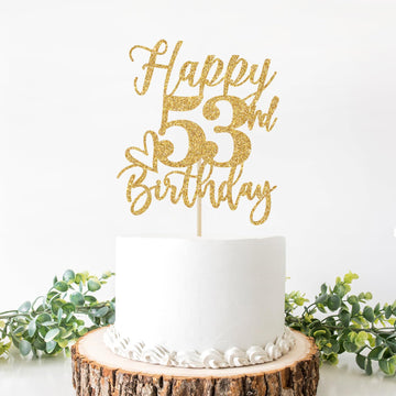 Happy 53Rd Birthday Cake Topper, 53 Birthday Decorations For Women/Men, Cheers To 53 Years, Hello 53, 53Rd Happy Birthday Party