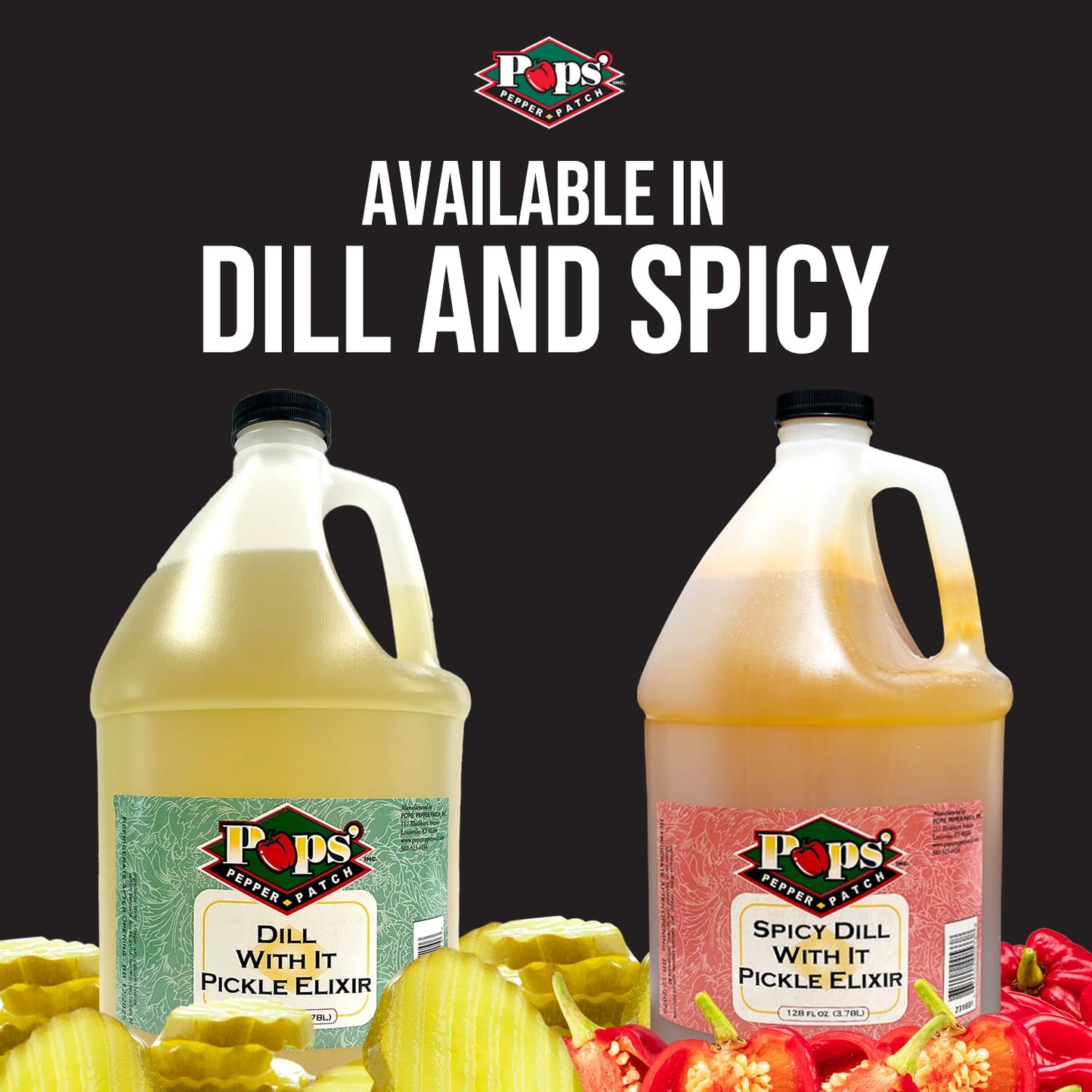 Pops Pepper Patch Pickle Elixir – Dill Pickle Brine For Leg Cramps - Made From Real Dill Juice - No Artificial Colors Or Flavors - Aids In Hydration - 1 Gallon