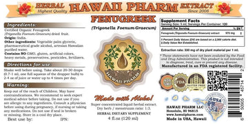 Hawaii Pharm Fenugreek Liquid Extract, Glass, 2 Fl Oz (Pack of 1)