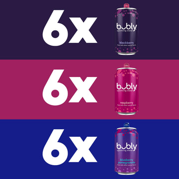 Bubly Sparkling Water, Triple Berry Variety Pack, Zero Sugar & Zero Calories, Seltzer Water, 12 Fl Oz Cans (Pack Of 18)