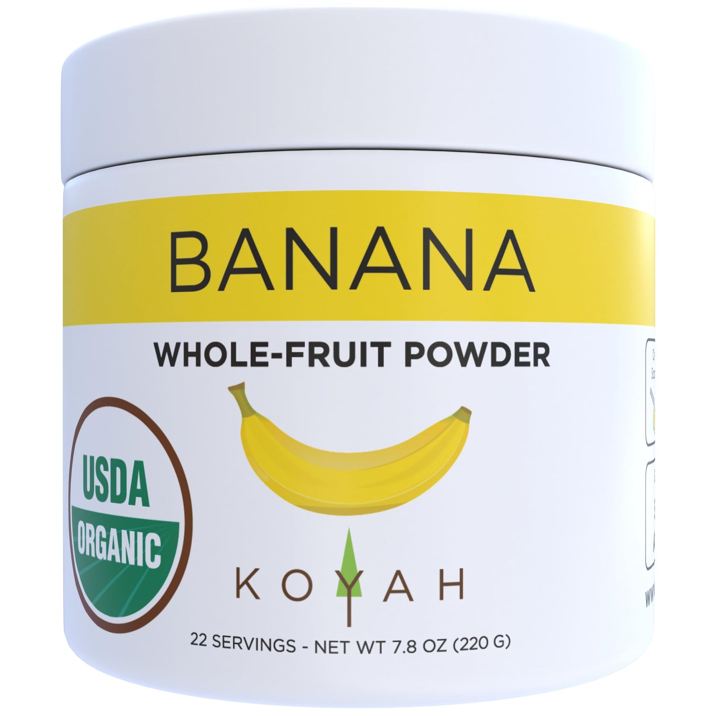 Koyah - Organic Freeze-Dried Banana Powder (1 Scoop = 1/4 Cup Fresh): 22 Servings, 220 G (7.8 Oz)