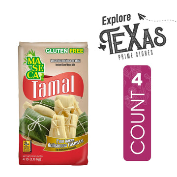 Maseca - Unique Outlet Bundle: 4-Pack of Tamal Instant Corn Masa Flour 4 lb Gluten Free + 1 Utility Prop