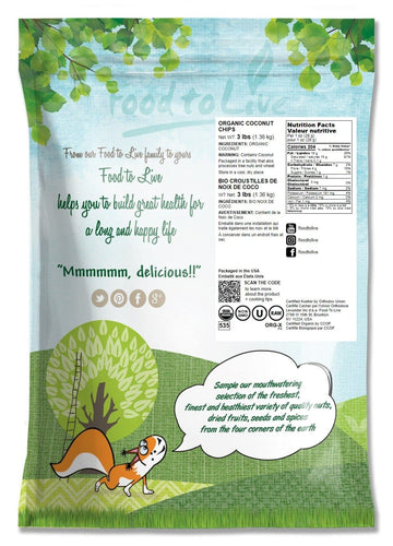 Food to Live Organic Coconut Chips, 3 Pounds - Non-GMO, Kosher, Raw, Desiccated, Unsweetened, Unsulfured, Dried Flakes, Vegan, K
