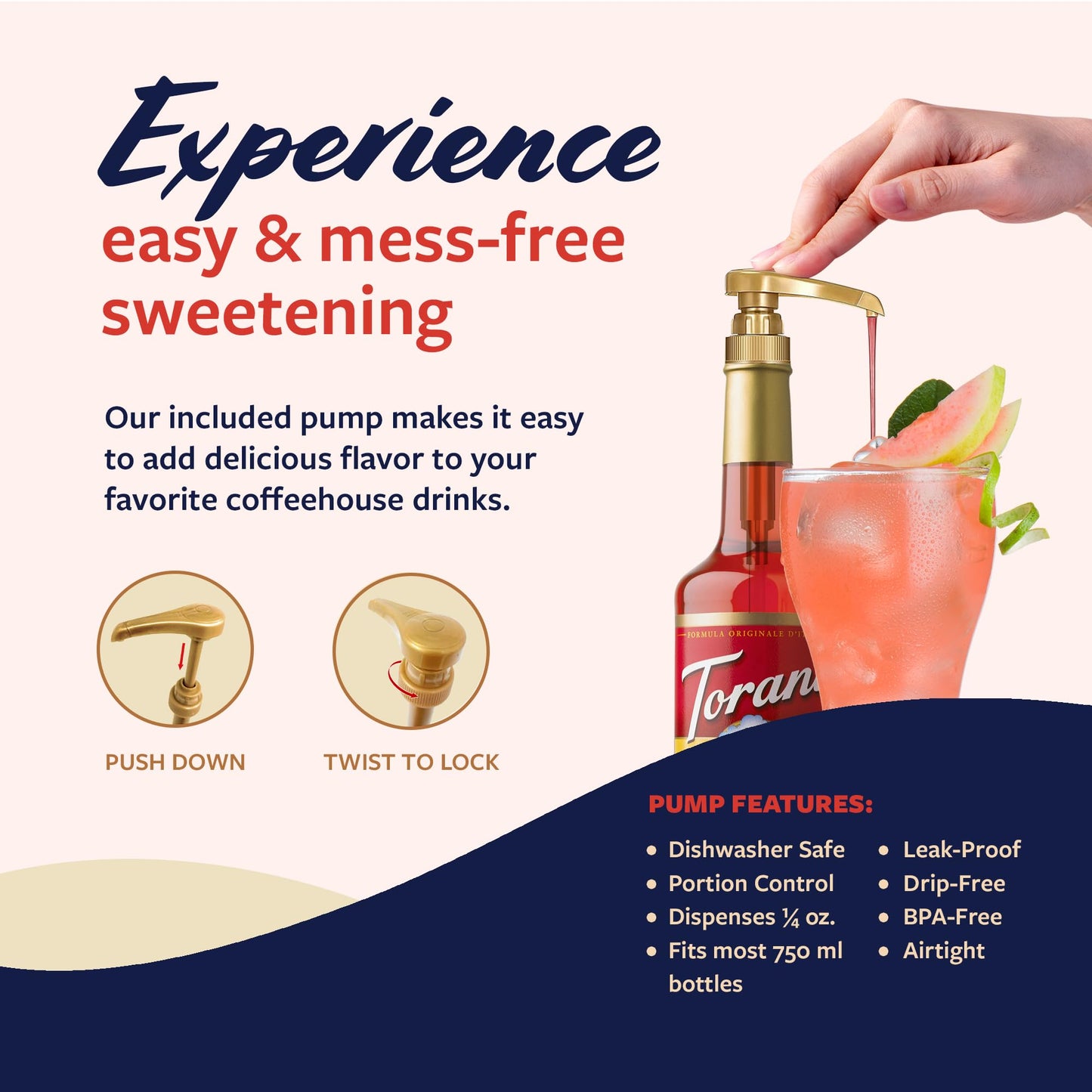 Torani Guava Syrup For Drinks, Flavoring For Iced Tea, Lemonade, Sodas, And Cocktails, Glass Bottle With Pump Included, 25.4 Fl