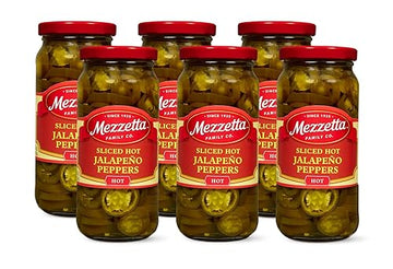 Mezzetta Sliced Hot Jalapeno Peppers| Gluten Free, Kosher, Keto | 16 Fluid Ounce Jar (Pack Of 6)