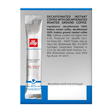 Illy Instant Coffee Singles, Classico Decaf Medium Roast, Caramel & Orange Blossom Notes, 40 Single-Serve Packets (2G Each) - Pr